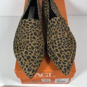 Women's Leopard Flat Shoes Attilio Giusti Leombruni 37 1/2  Italy new 7